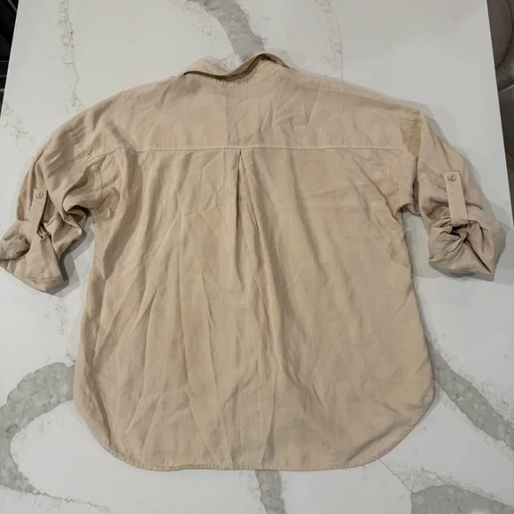 Cloth & Stone x Anthropologie Long Sleeve Button Down Blouse Women’s XL Warm Oat - Picture 5 of 5